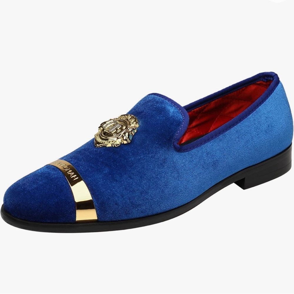 ELANROMAN Men's Velvet Loafers Fashion Wedding Party Prom Shoes